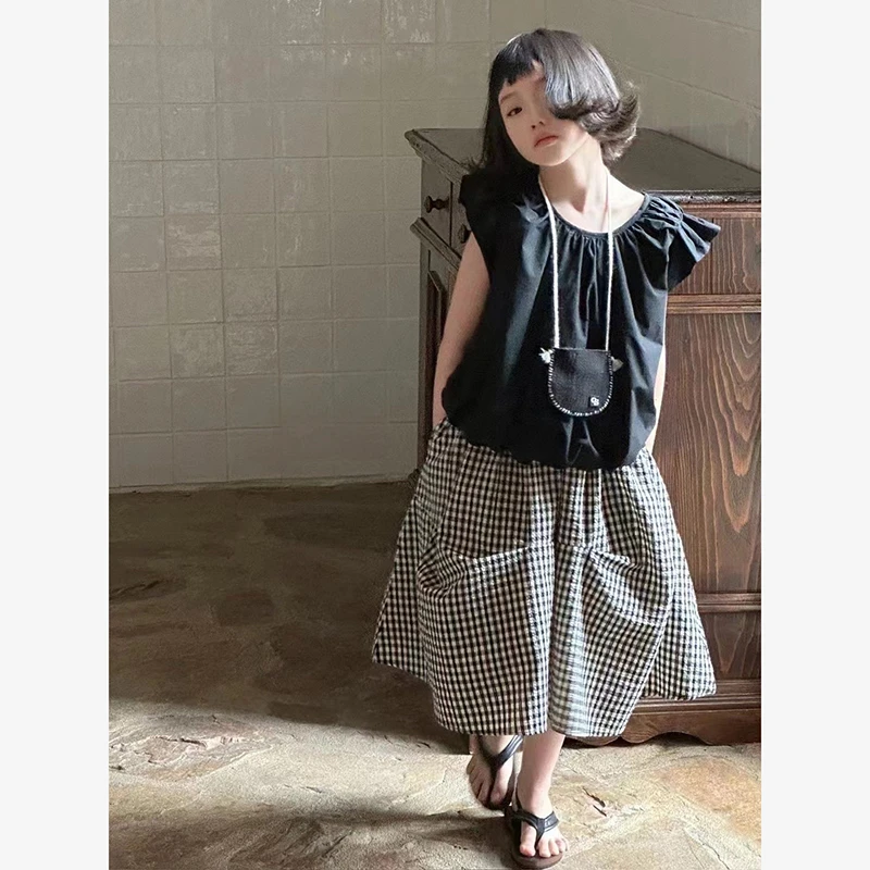 儿童格子半身裙 24x141娃娃衫24X173