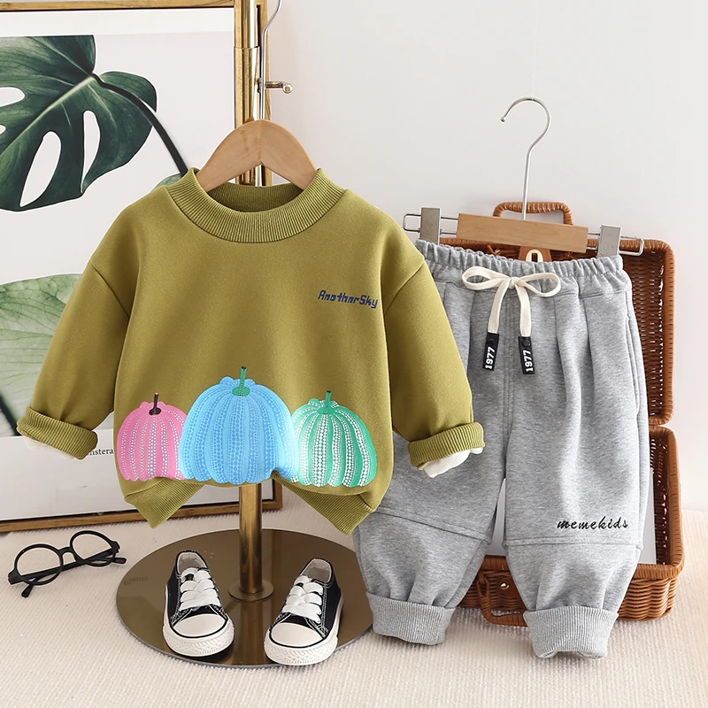 【加绒两件套】双十一织里小一峰冬款帅气休闲长袖套头圆领卫衣卫裤