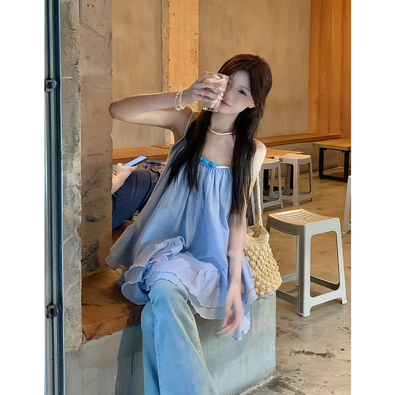 七颗虾滑【冰绿薄荷】微喇牛仔裤女夏季新款显瘦高腰复古休闲长裤