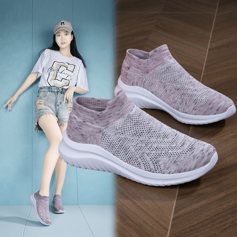 镂空休闲运动跑步鞋女2024夏季新款轻便飞织袜子鞋情侣款网面鞋男