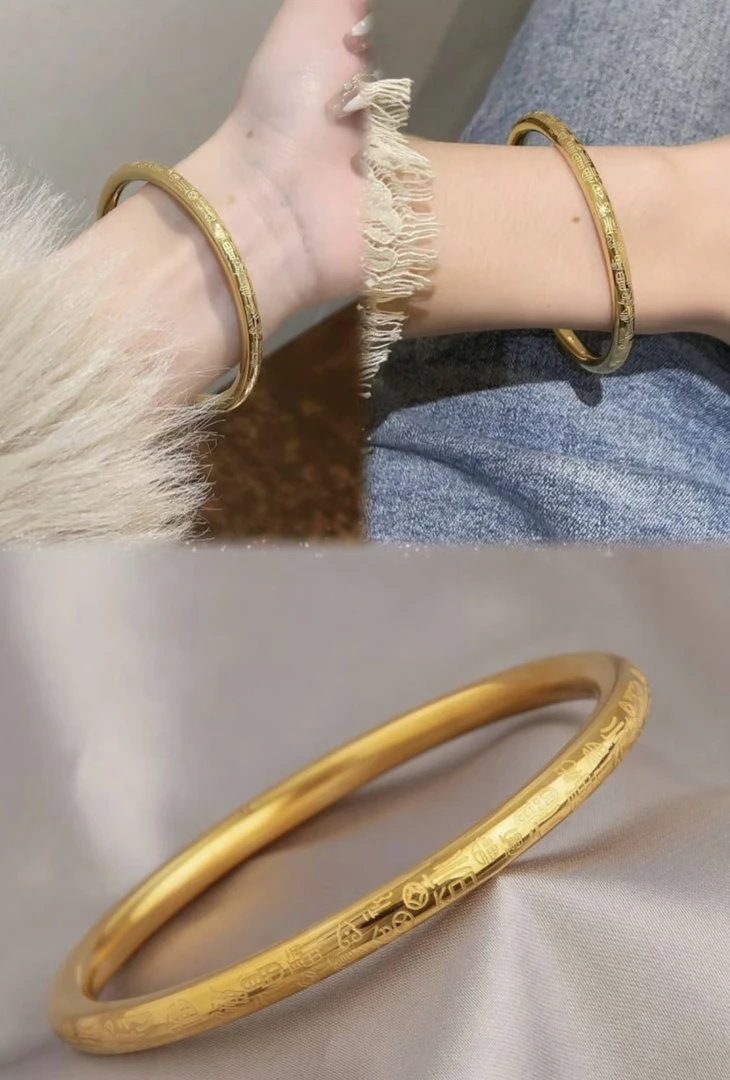 钛钢手镯 李园家2号店-经典百搭百福手镯