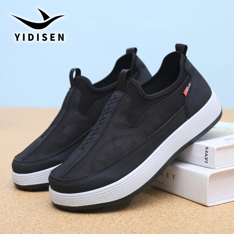 意迪森春季新款男士单鞋舒适软底防滑轻便老北京布鞋中老年爸爸鞋