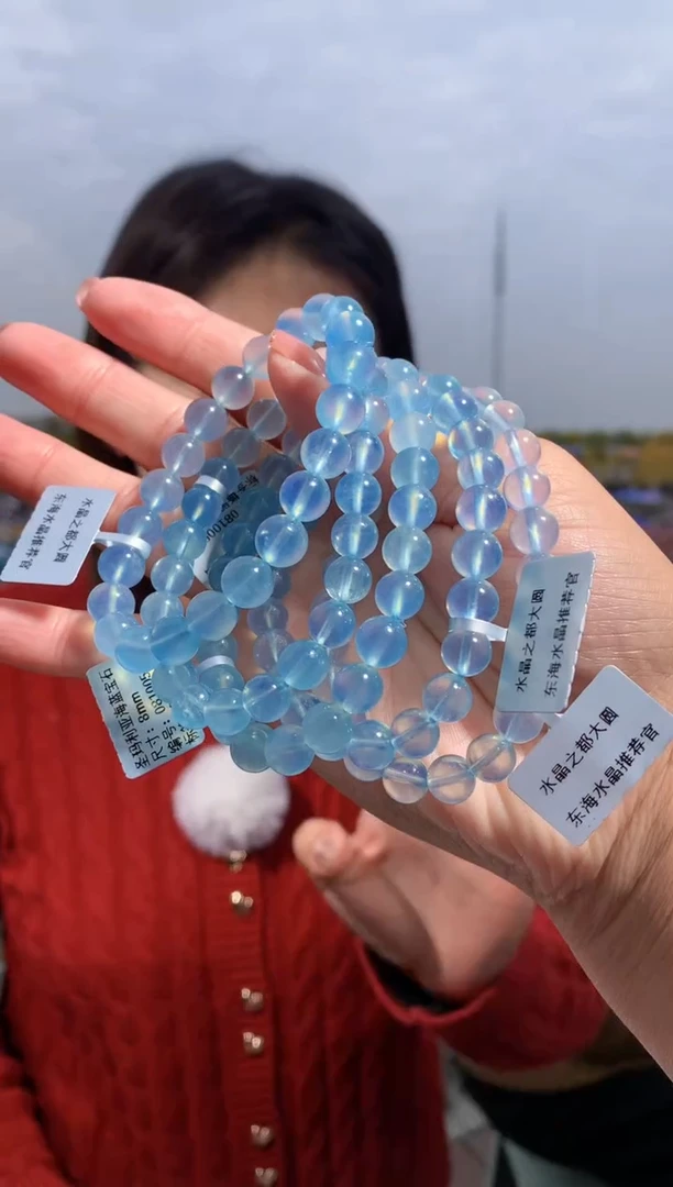 【闪购商品】海蓝宝石手链未镶嵌8mm海蓝宝石手链多样性发其一