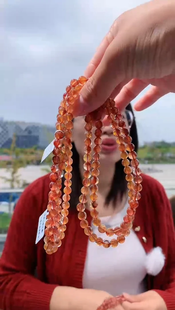 【闪购商品】水晶手链未镶嵌6.8mm三圈胶花手链多样性发其一