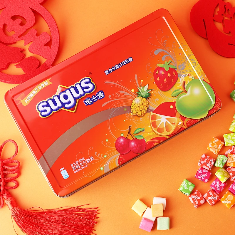 【特惠清仓】瑞士糖Sugus混合水果味糖果413g/550g缤纷铁盒装七夕节