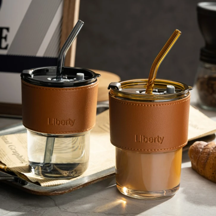 【粉丝专享】竹节杯吸管式玻璃杯水杯咖啡双饮玻璃杯