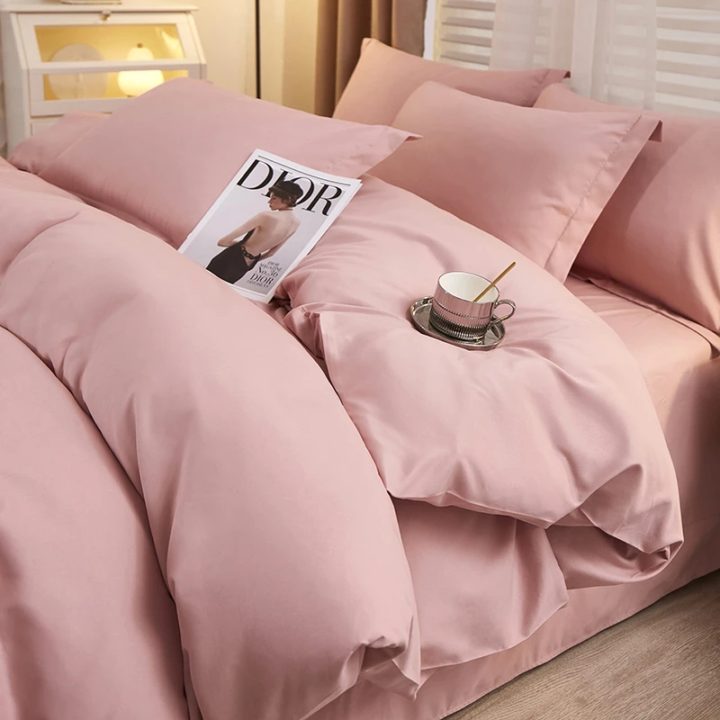 床上用品纯色亲肤舒适磨毛四件套非全棉纯棉床单被套被罩 1.5米床