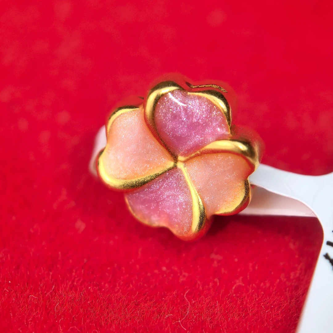 足金999爱心四叶草高温烧蓝桃花满天星（配件)-JFX1148