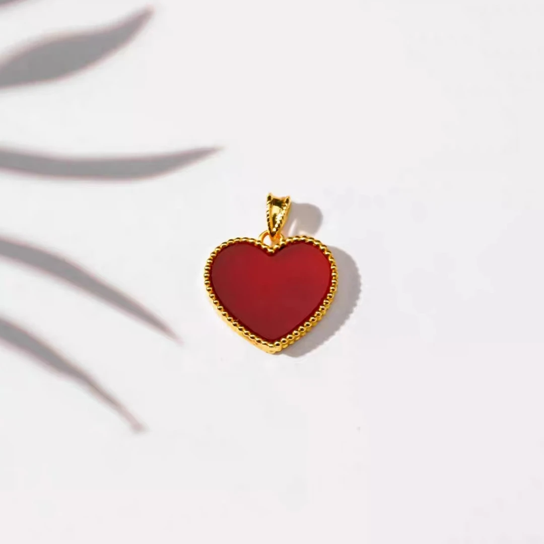 18K金豪镶红玛瑙小爱心赠链-JFX1165
