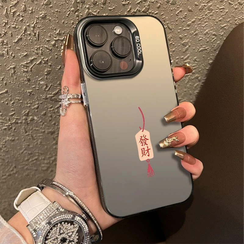 发财平安适用苹果14promax手机壳iPhone15/13/12磨砂11/xr情侣7/8