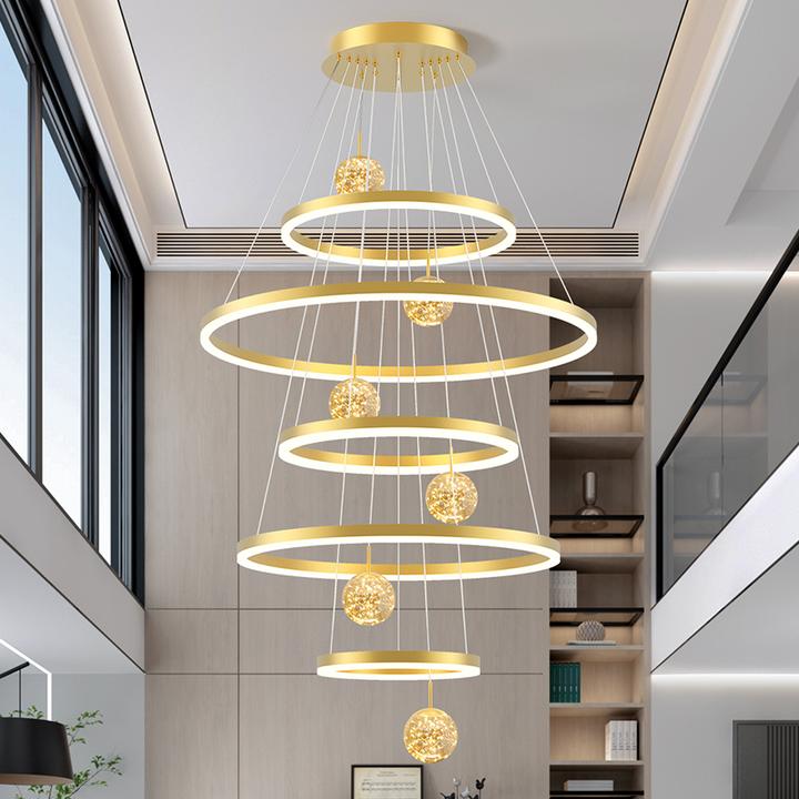 别墅挑空客厅大吊灯楼中楼挑高满天星吊灯2024年新款复式楼吊灯具