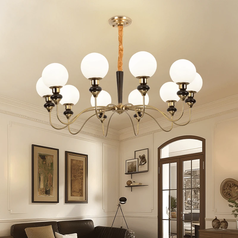 中古吊灯客厅灯主灯2024年新款美式餐厅灯具法式魔豆复古风卧室灯
