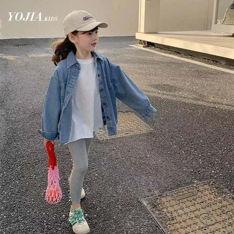 【简约！宽版！】女童牛仔衬衫春秋新款韩版衬衣儿童时尚薄款外套