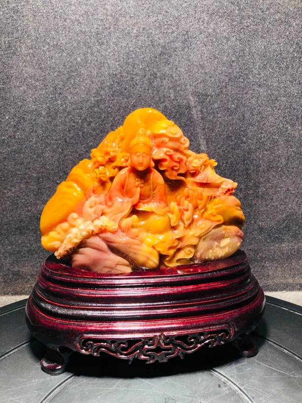 寿山石雕居家摆件（拜佛）