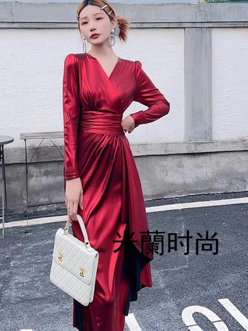 61227-G-1-1-1       高端女春秋新款气质轻奢小众高贵洋气连衣裙