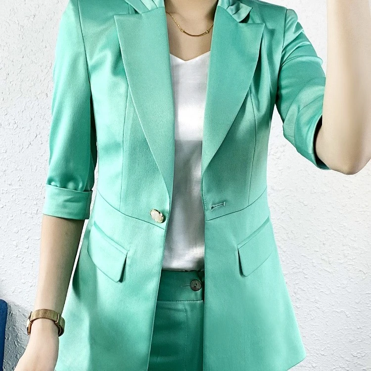 887201-B-8-9-4西装女气质通勤夏季薄款外套韩版中袖女士西服套装