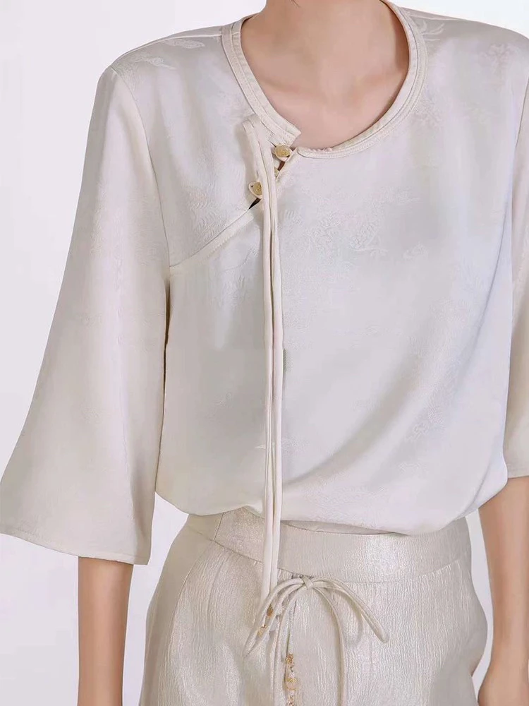 555551-B-3-2-3MJ新中式国风盘扣上衣女夏季新款复古气质中袖衬衫