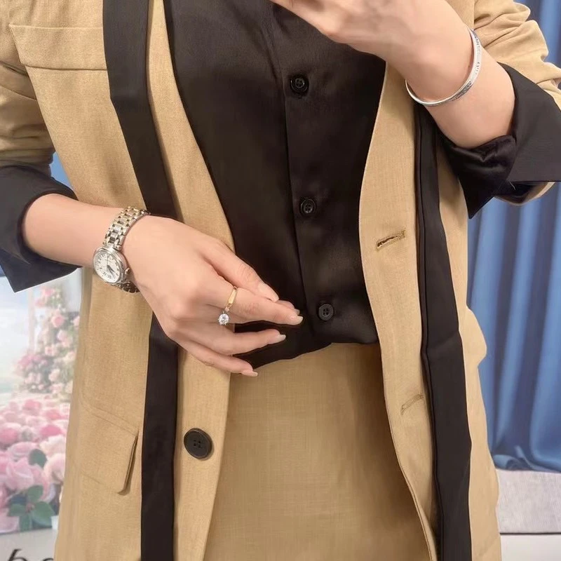 9606-A-4-2-1-2  新款韩版宽松女装气质显瘦西装外套加裙裤两件套