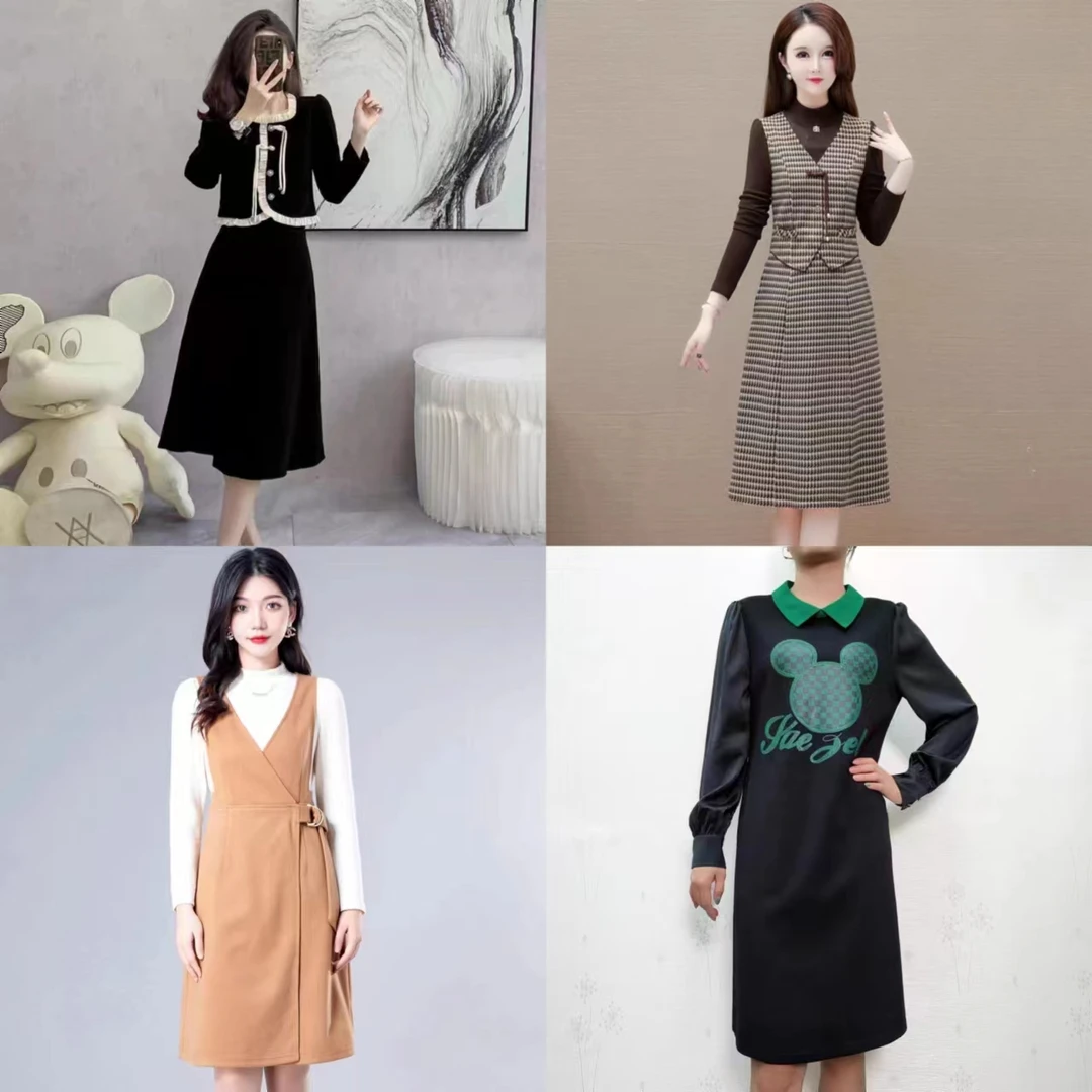 现货【古河】C41-C50时尚气质休闲中长款连衣裙