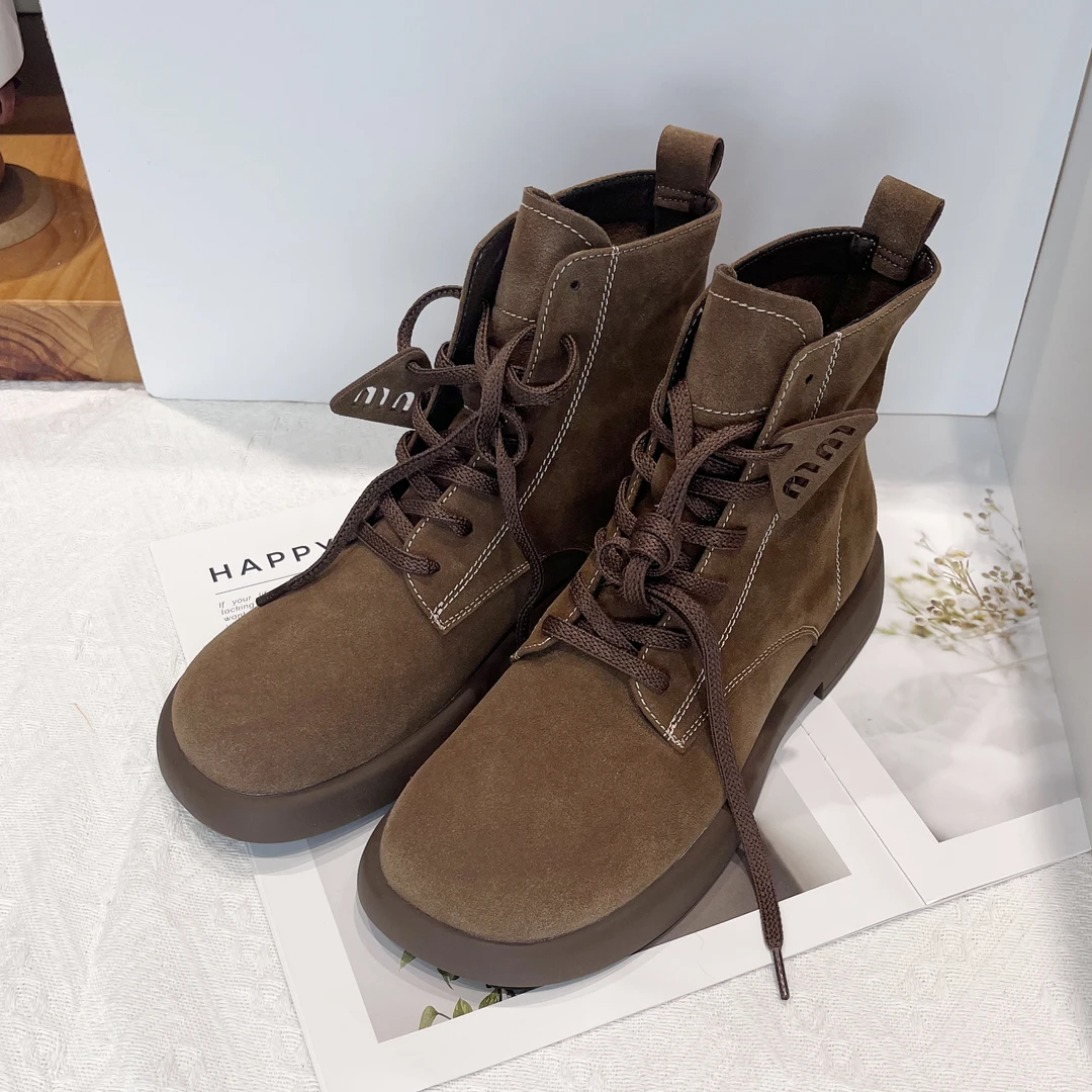 【YHH】秋季户外休闲舒适系带软底后拉链马丁靴-YHX4084
