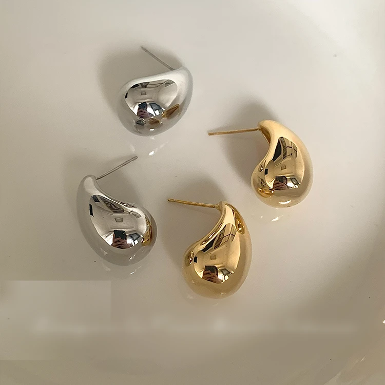 「欣乐」金属水滴耳钉女小众设计高级感2023新款爆款气质耳环耳