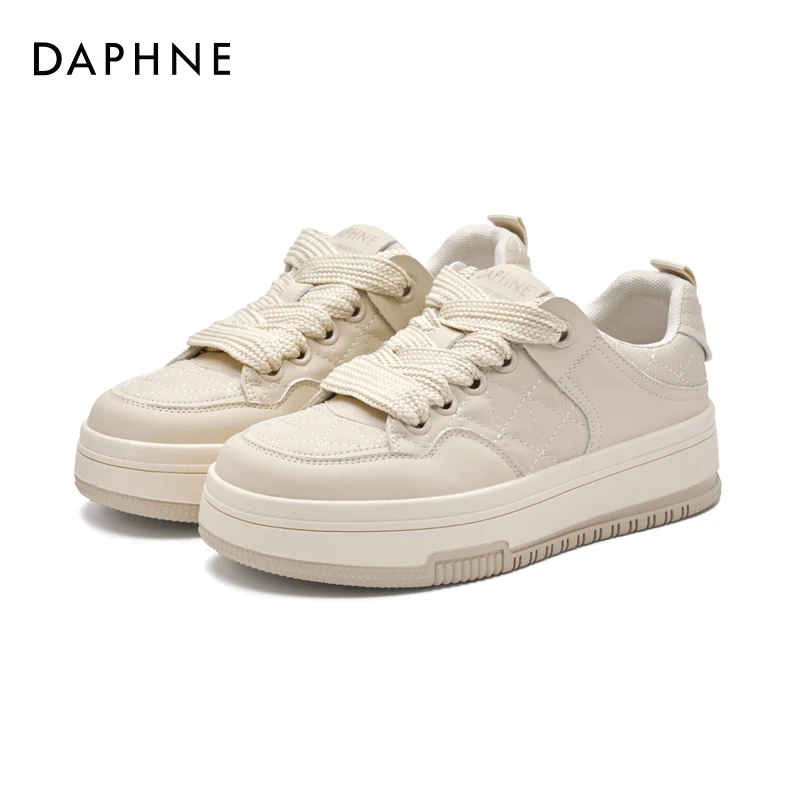 Daphne/达芙妮2025春季时尚休闲百搭透气女鞋厚底增高舒适板鞋ins