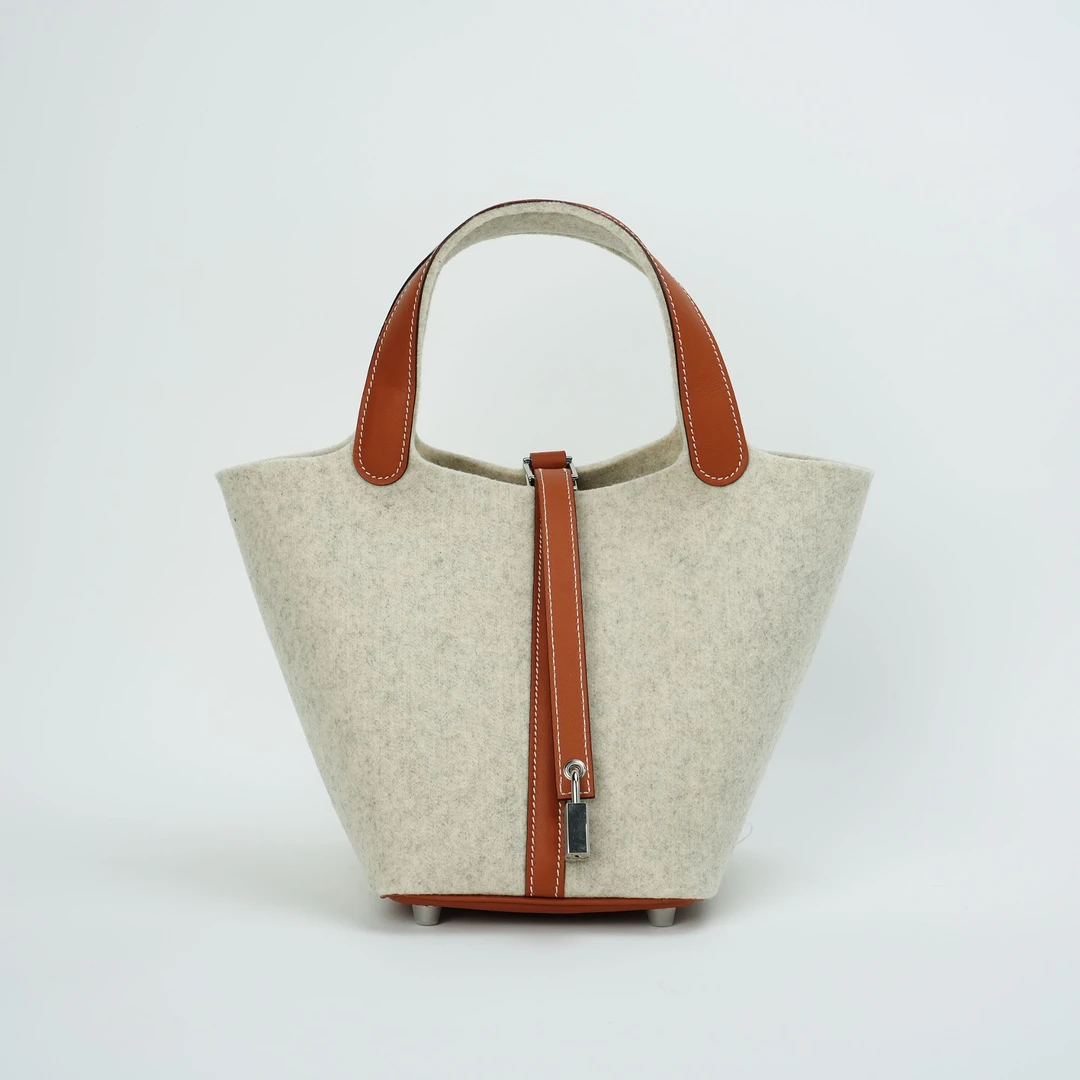 名伦世家轻奢包气质百搭小众大容量手提高级感毛毯菜蓝子包水桶包