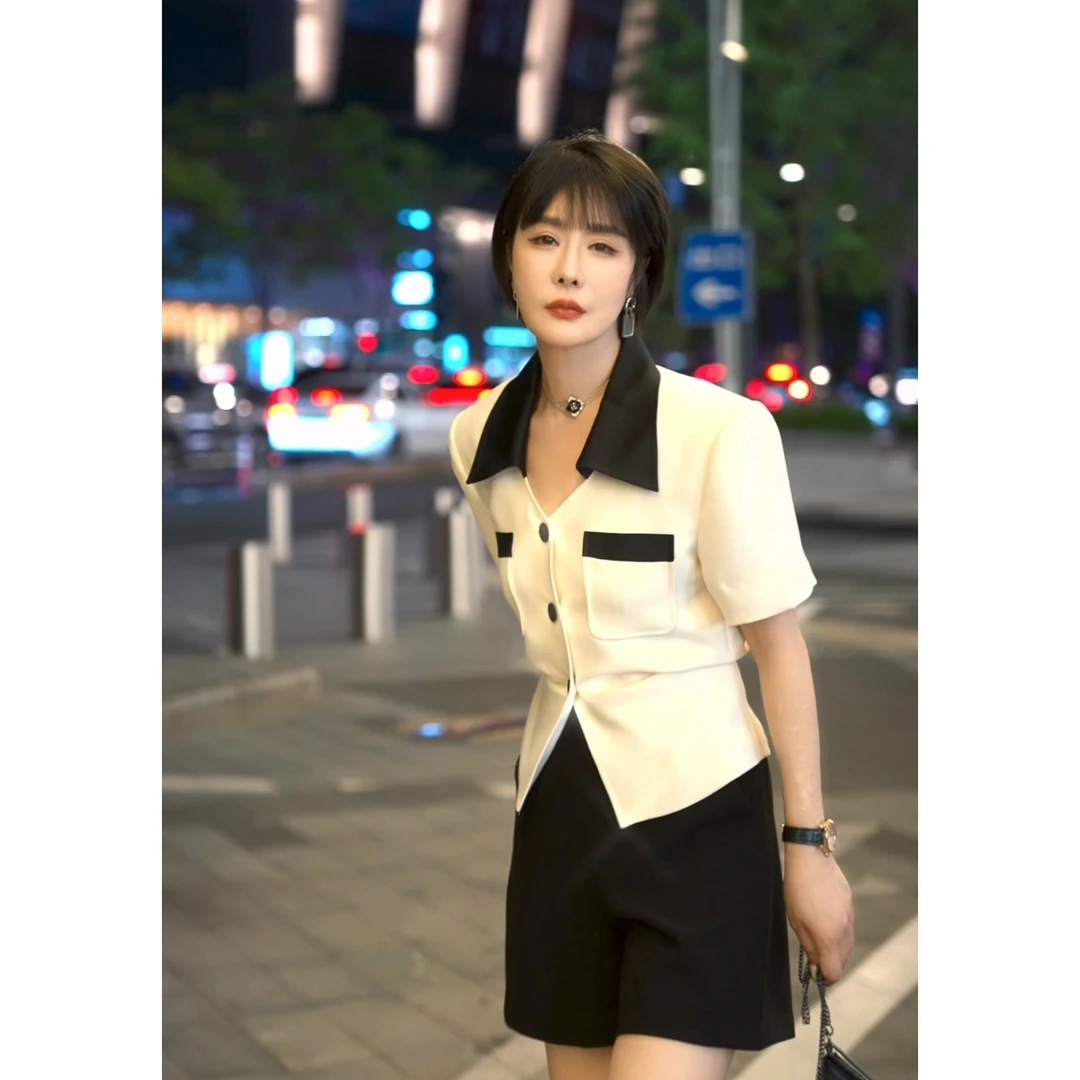【风格小姐】小香设计感气质率性洒脱都市通勤短袖夏季百搭小西装女