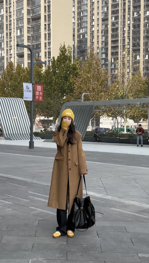 CHANGMEILI 常美丽百羊毛中长款大衣