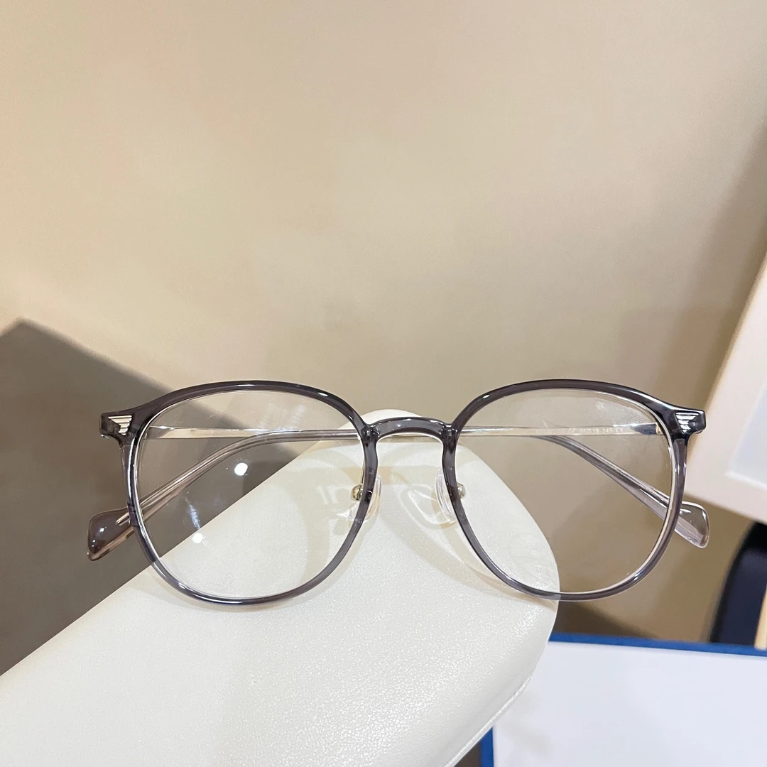 韩版潮茶色近视眼镜框女透灰平光镜眼镜架可配有度数镜片防蓝光
