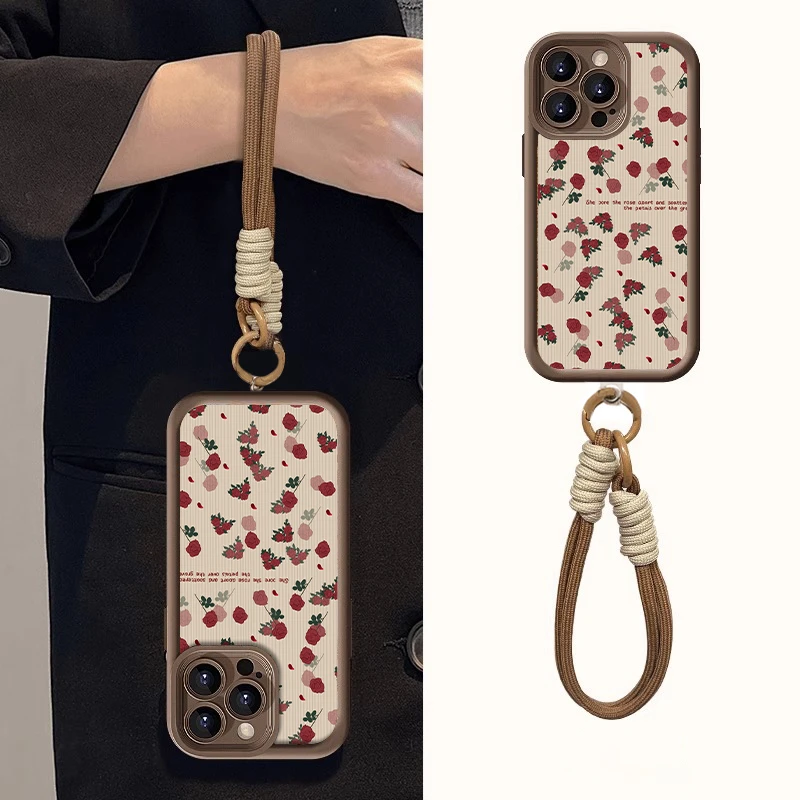 玫瑰纹理适用苹果iPhone16Pro华为oppo小米vivo防摔金刚砂手机壳