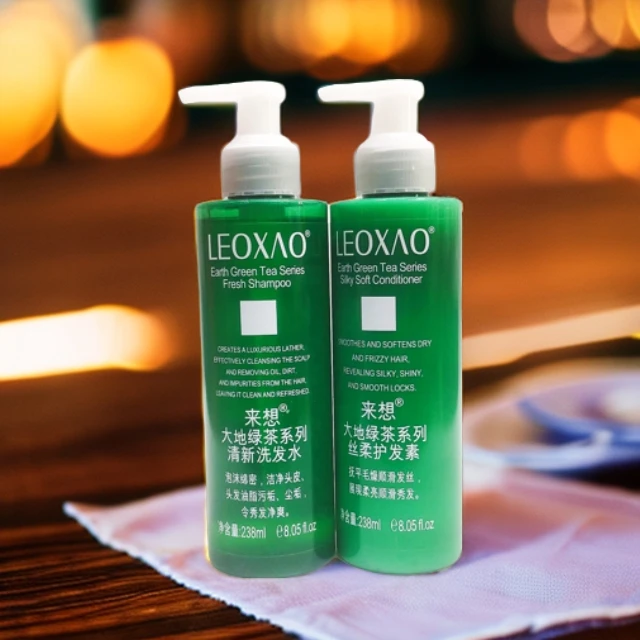 LEOXAO来想大地绿茶系列清新洗发水丝柔护发素泡沫绵密.顺滑发丝