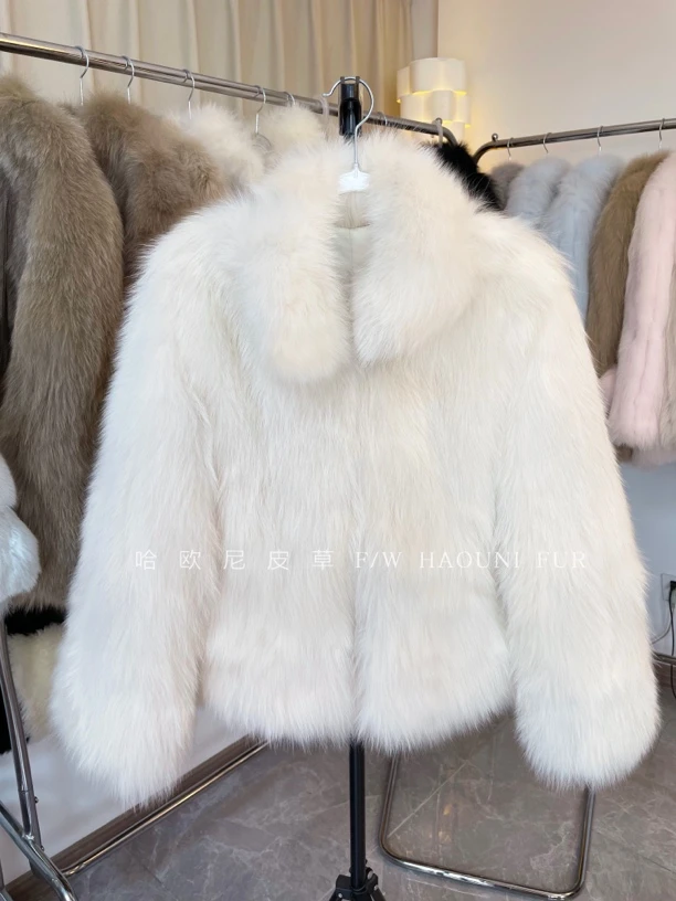 万年七代真狐狸毛整皮腹毛皮草外套立领洋气毛毛大衣气质风百搭