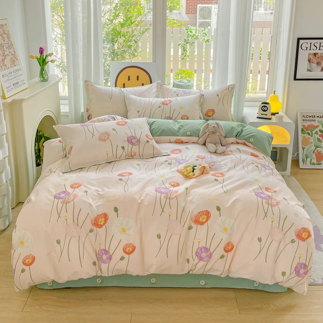 丝享纯棉印花四件套：清荷