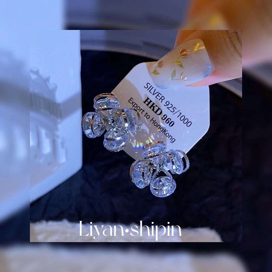 铜合金耳饰 梦幻花~双面耳钉女气质百搭前后两用耳环A011