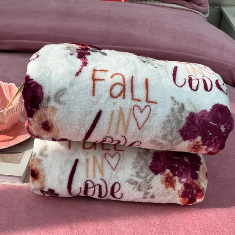 加绒加厚毛毯花型随机色