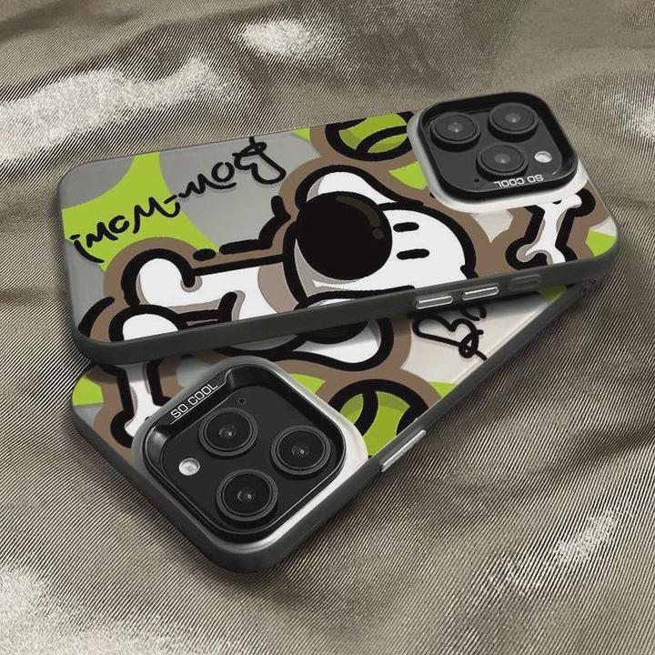 撞色元气涂鸦小狗适用苹果16手机壳iphone15华为oppo小米vivo防摔