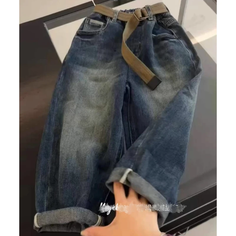 男童洋气牛仔裤2024年秋装中大童宽松老爹裤百搭儿童休闲裤子潮