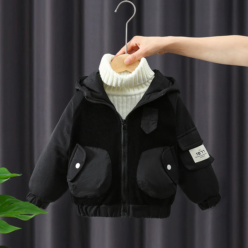 男童加绒外套2024新款洋气儿童装秋冬季加厚夹克宝宝冬装衣服帅气