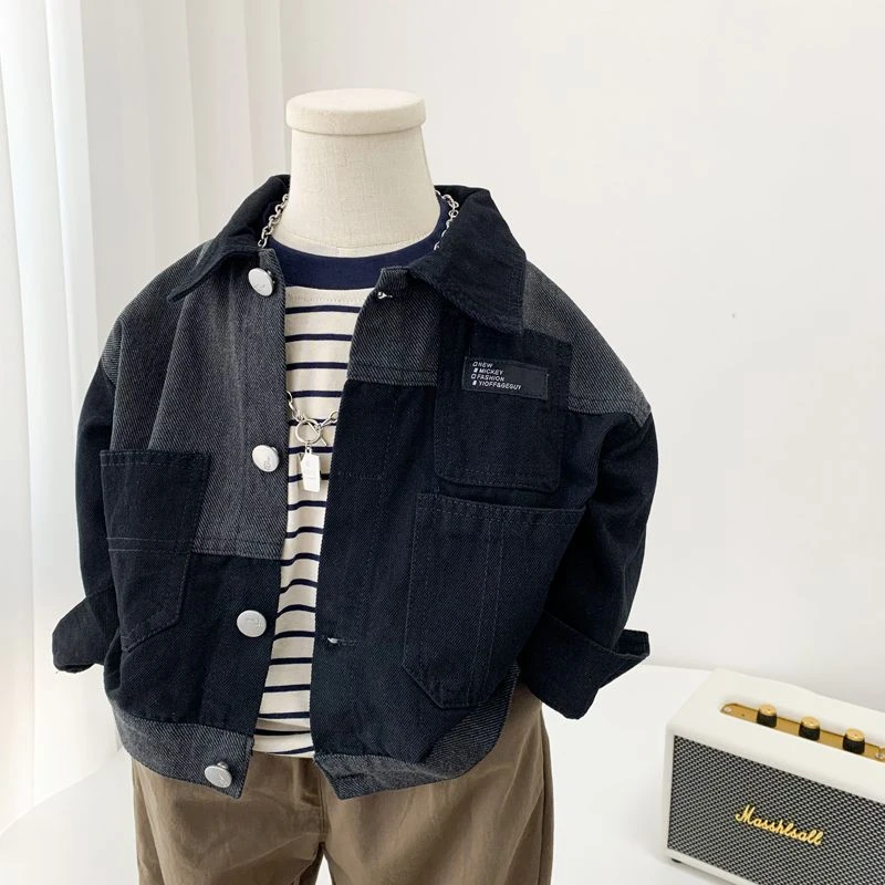 儿童春秋款外套2024新款男童韩版牛仔外套中小童帅气时髦夹克衫潮