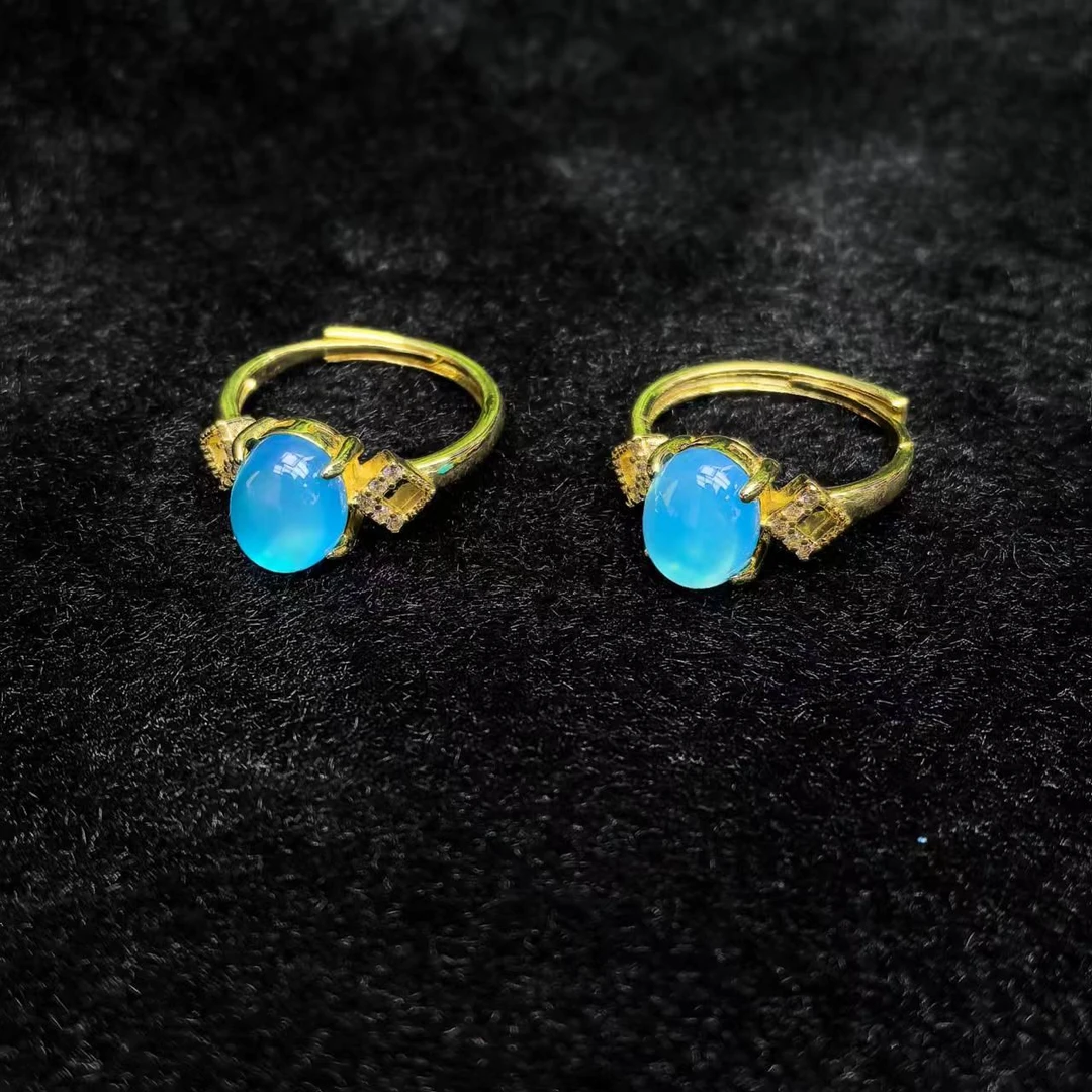 ST7391【福嘟嘟珠宝】苍天之瞳玛瑙蓝戒指-多样性发货发一件