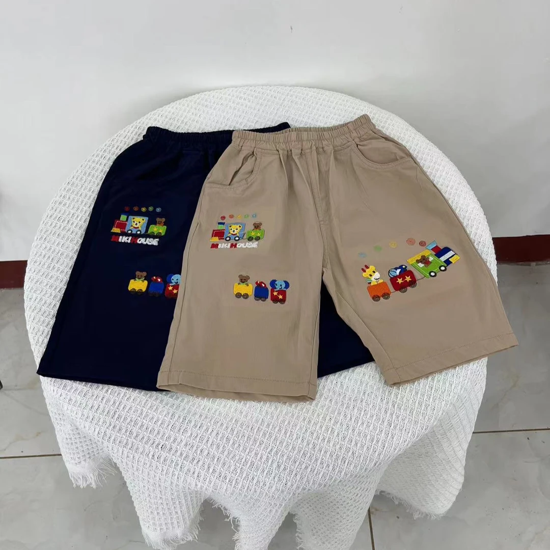 新款儿童夏季薄款休闲裤卡通刺绣火车小童百搭速干夏款短裤71796