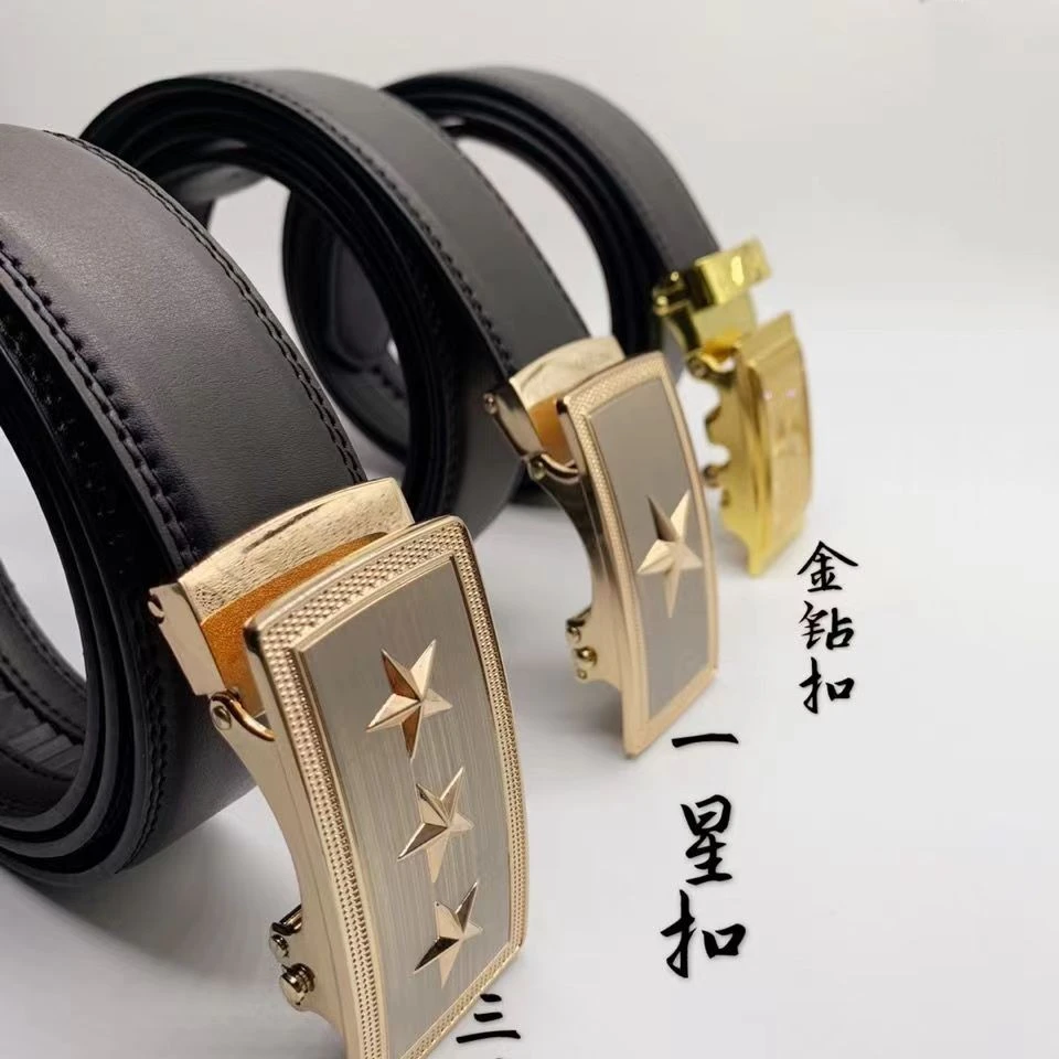 正品男士新款24K金色自动扣不掉色皮带头满天星镶钻4公分扣头