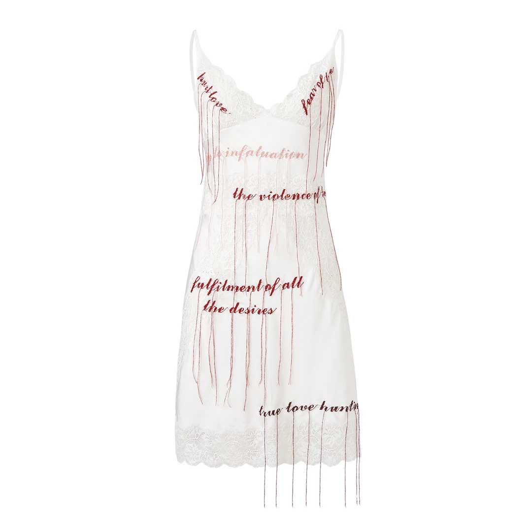 1423【恋爱气息】蕾丝字母刺绣上衣&连衣裙 - Q