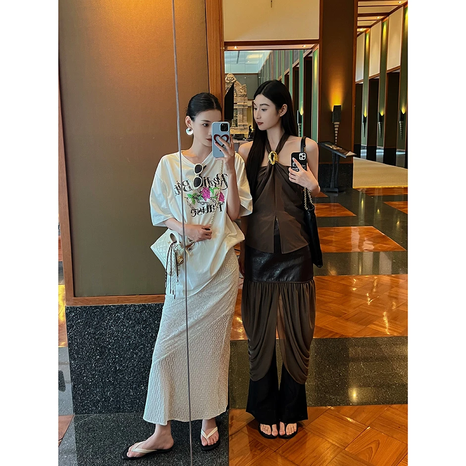 1423【时尚宣言】法式挂脖时髦叠穿三件套