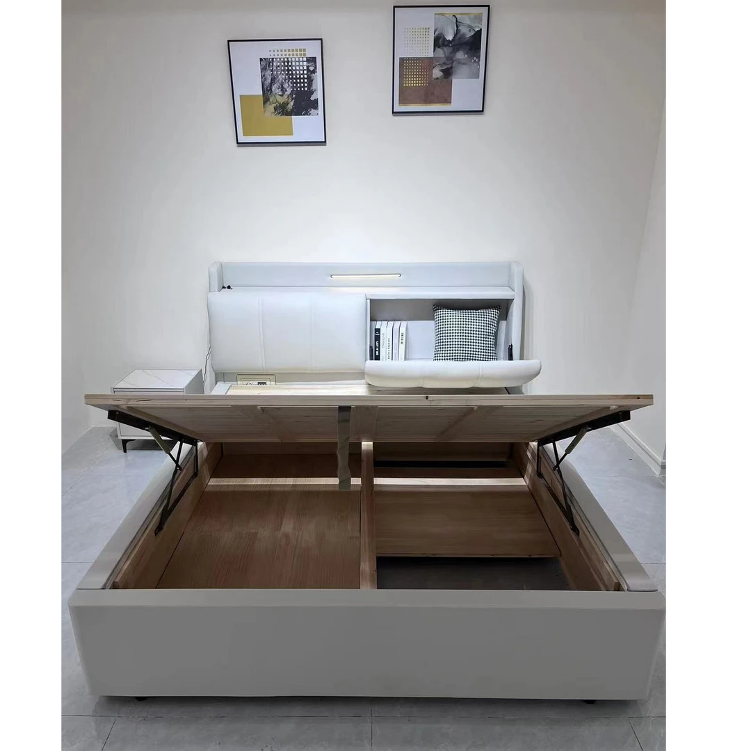 A002# 现代简约主卧多功能储物床小户型卧室收纳软包床