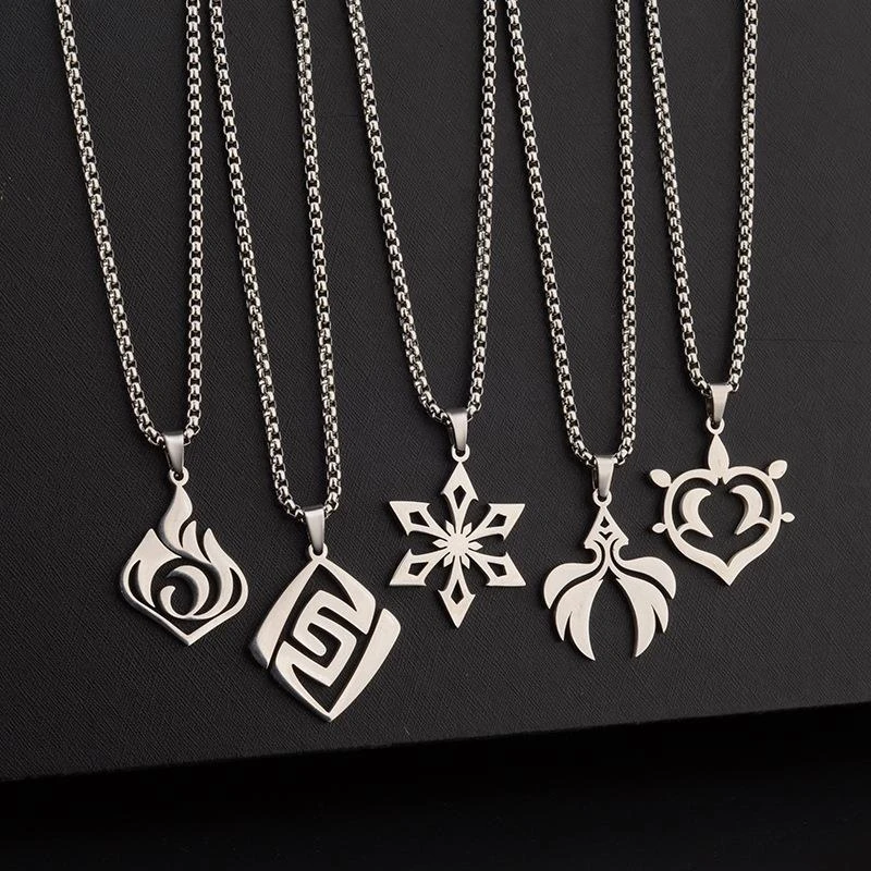 金倩 钛钢项链 神之眼原神元素吊坠动漫钛钢链子不掉色潮男女挂件