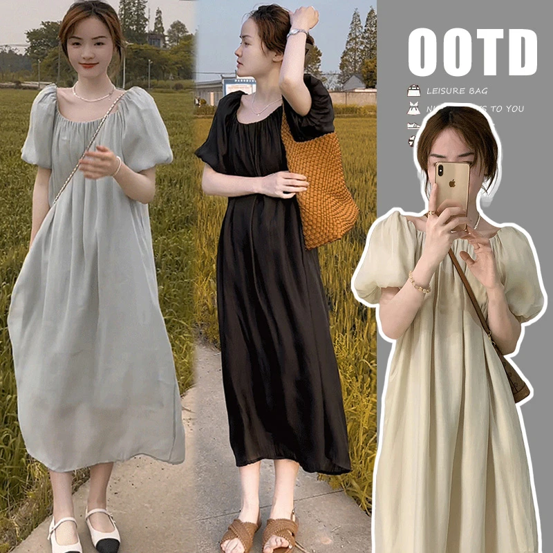 孕妇装夏季2024新款时尚气质设计感洋气显瘦直筒短袖孕妇装连衣裙