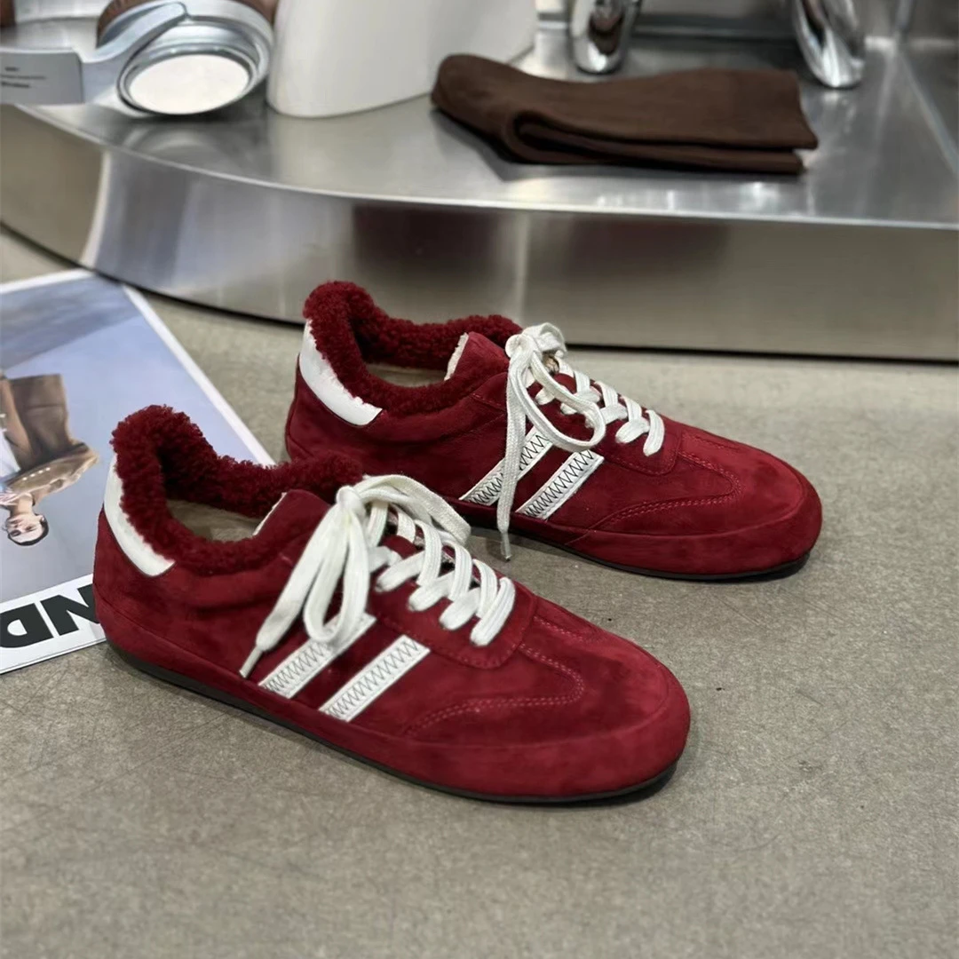 欧洲站2024秋季德训鞋女平底休闲鞋真皮系带百搭运动板鞋欧货女鞋