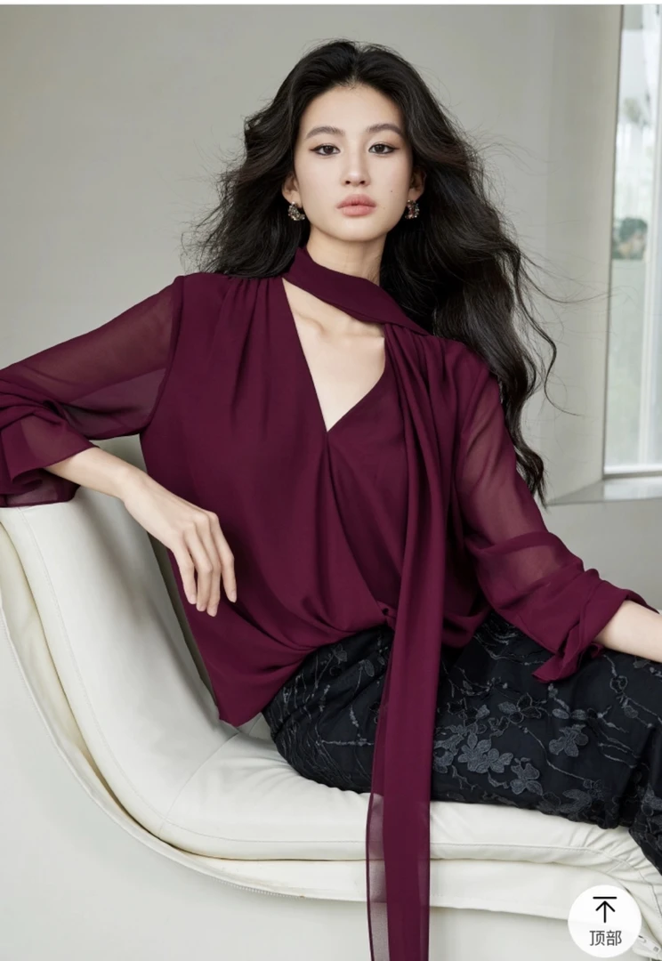 2025早春新款复古桑蚕丝衬衫上衣20250109